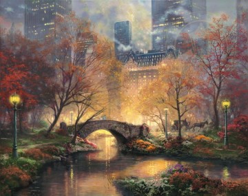 Central Park en el otoño Thomas Kinkade Pinturas al óleo
